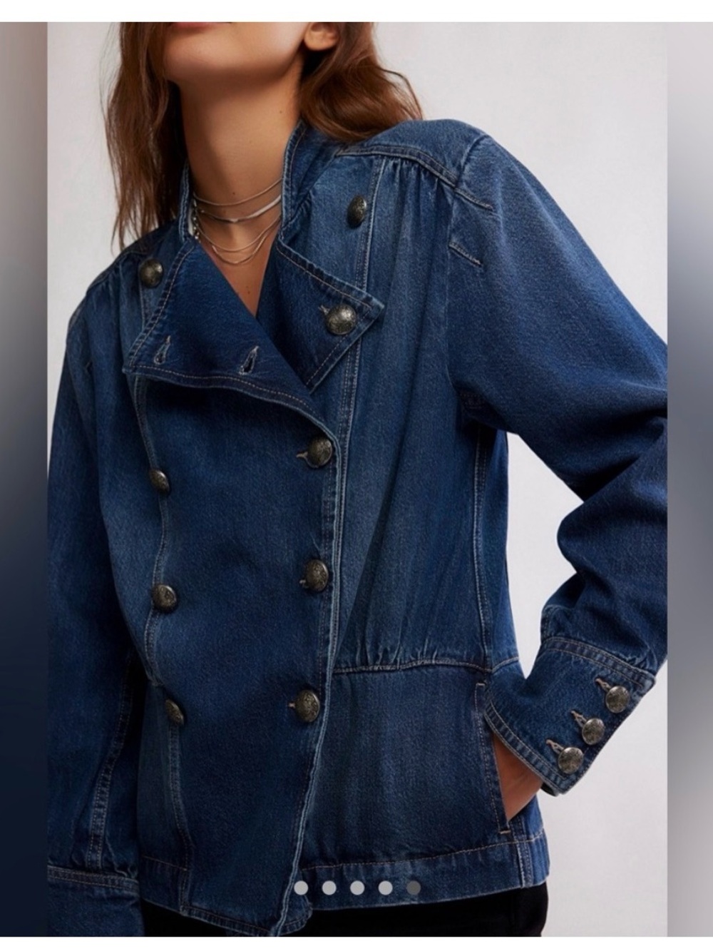 We the Free Imogene Blue Denim Double-Breasted Women's Jacket